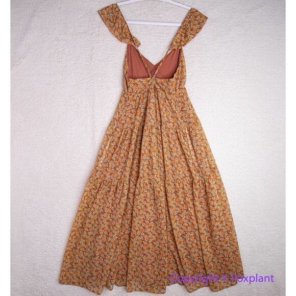 New! Madewell *flawed* Georgette Ruffle-Sleeve Tiered Midi Dress Daisy Meadow 10 - Picture 9 of 16